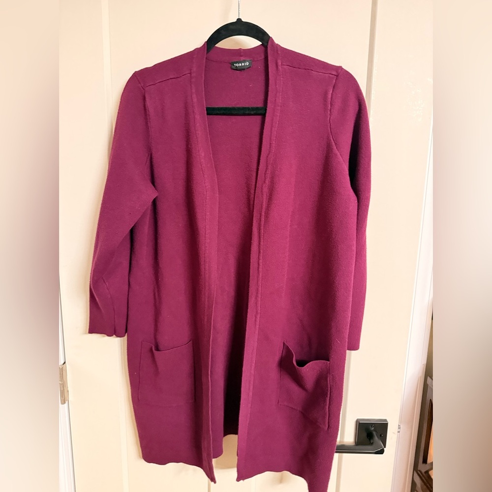Torrid Women's cranberry Open Front Sweater